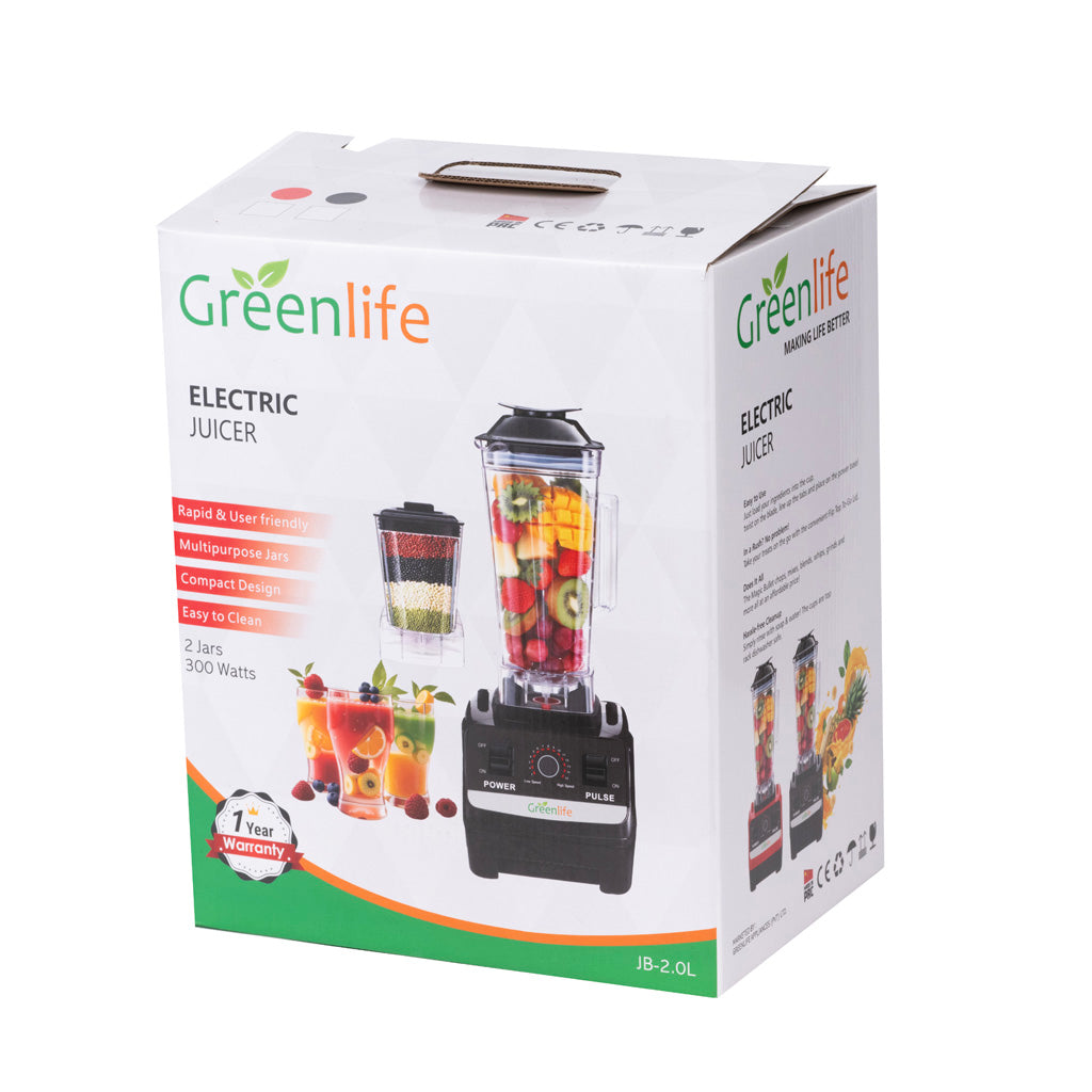 Green Life Electric Juicer Blender 300W 2 Jars (2.0L + 800ml) – Smoothie & Juice Blender - Image 2