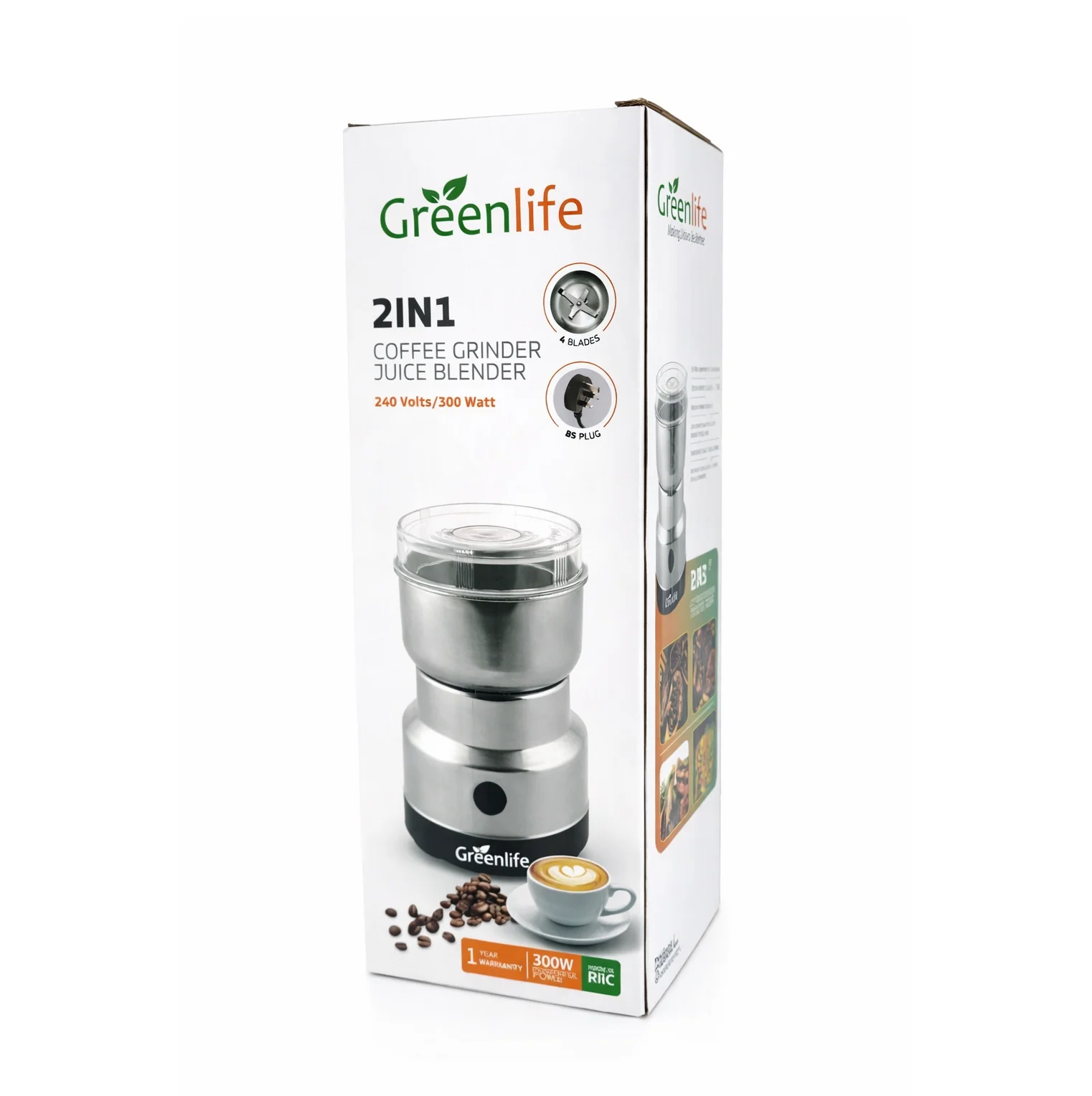 Greenlife 2-in-1 Coffee Grinder & Juice Blender 200W – Stainless Steel Grinder – Spice & Coffee Bean Blender - Image 1