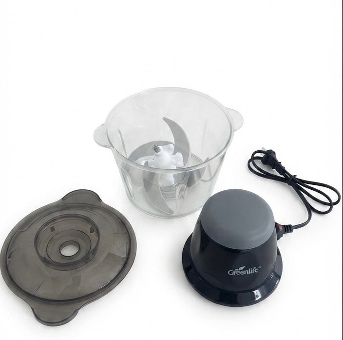 Greenlife 300W 2L Electric Food Processor Vegetable & Meat Grinder with 4 Stainless Steel Blades with Plastic Bowl - Image 3