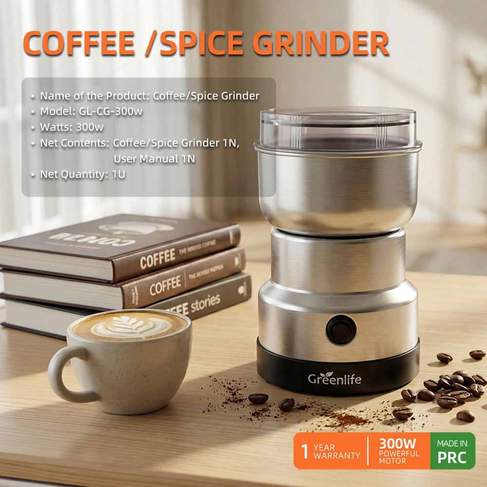 Greenlife Electric Coffee & Spice Grinder 200W Stainless Steel – Coffee Bean, Pepper & Dry Spice Grinder - Image 4
