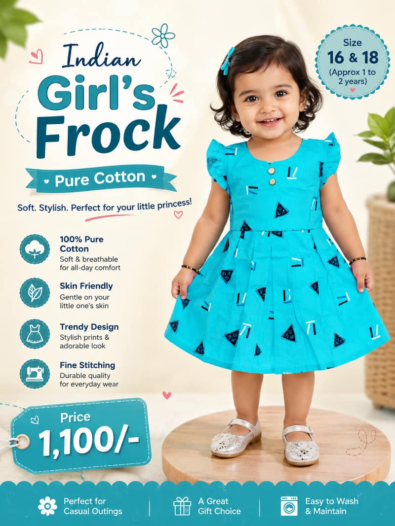 Indian Girl's Pure Cotton Frock