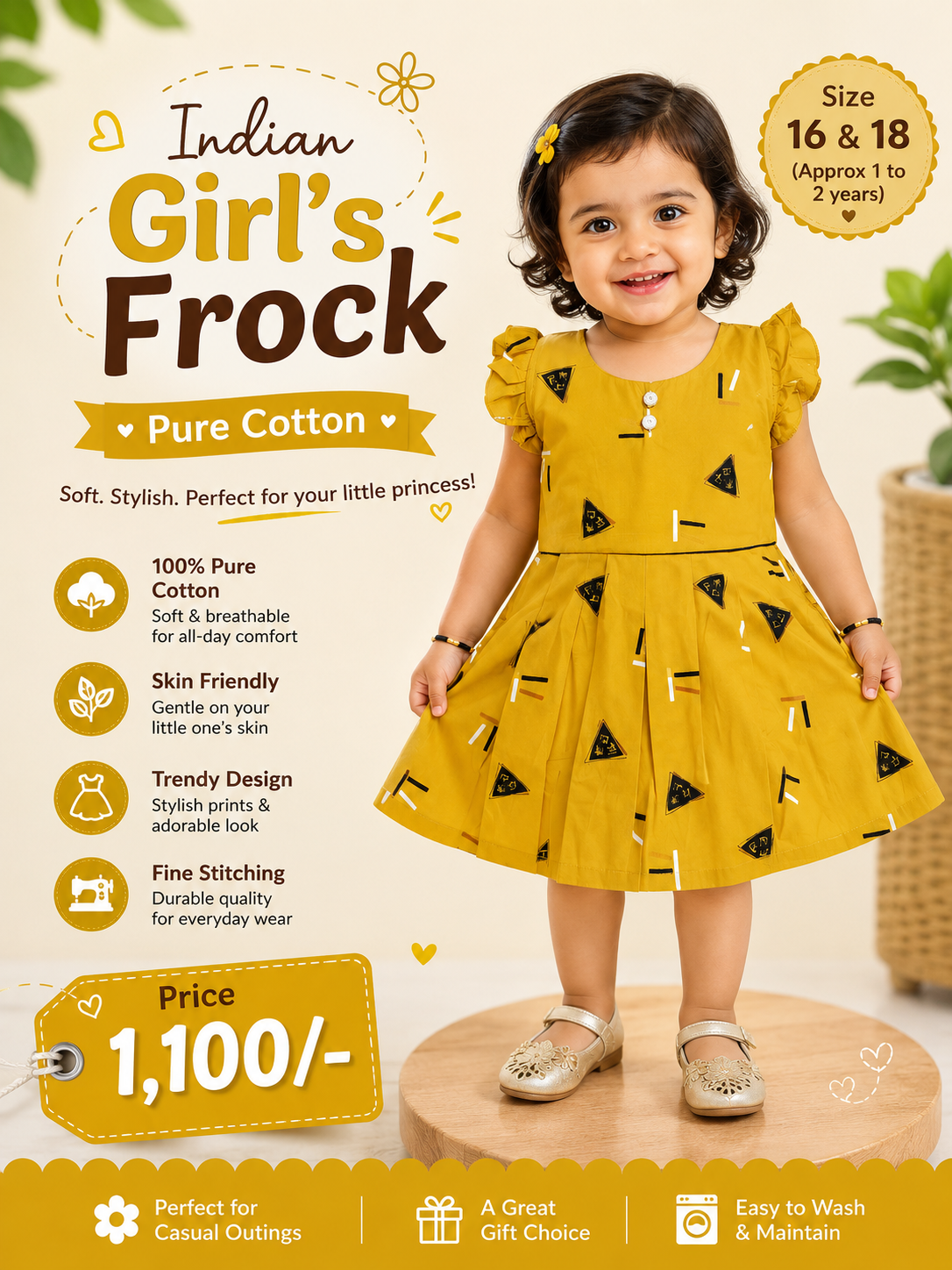 Indian Girl's Pure Cotton Frock - Image 2