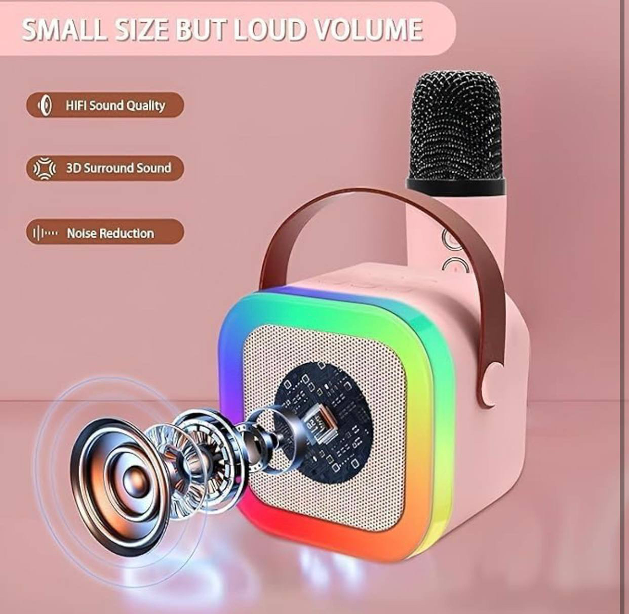 K12 Portable Karaoke Speaker with Wireless Microphone – Bluetooth 5.3 PA System with LED Lights - Image 2