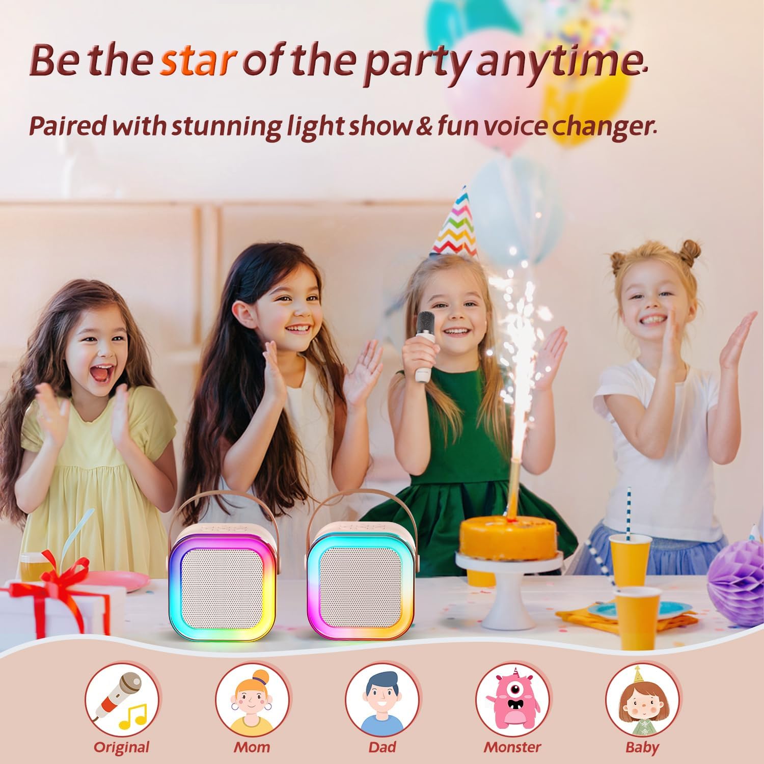 K12 Portable Karaoke Speaker with Wireless Microphone – Bluetooth 5.3 PA System with LED Lights - Image 3