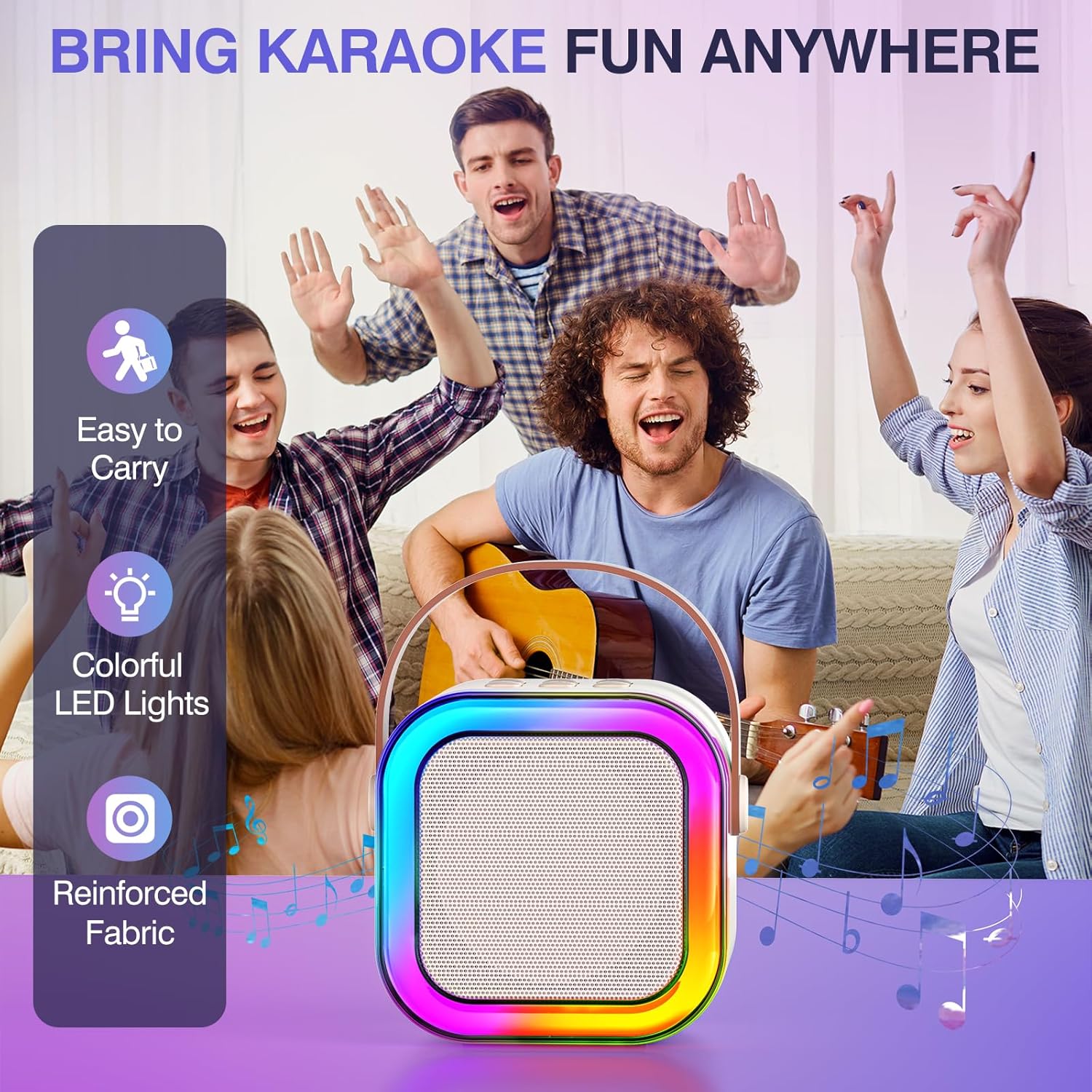 K12 Portable Karaoke Speaker with Wireless Microphone – Bluetooth 5.3 PA System with LED Lights - Image 4