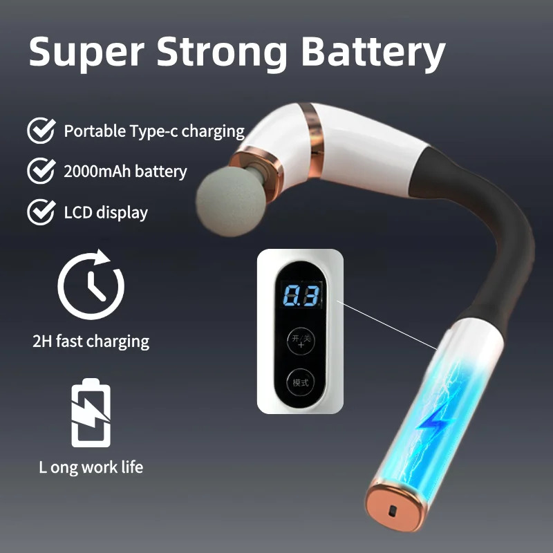 Long Handle Rechargeable Massage Gun – Deep Tissue Handheld Massager for Full-Body Muscle Relief & Recovery - Image 3