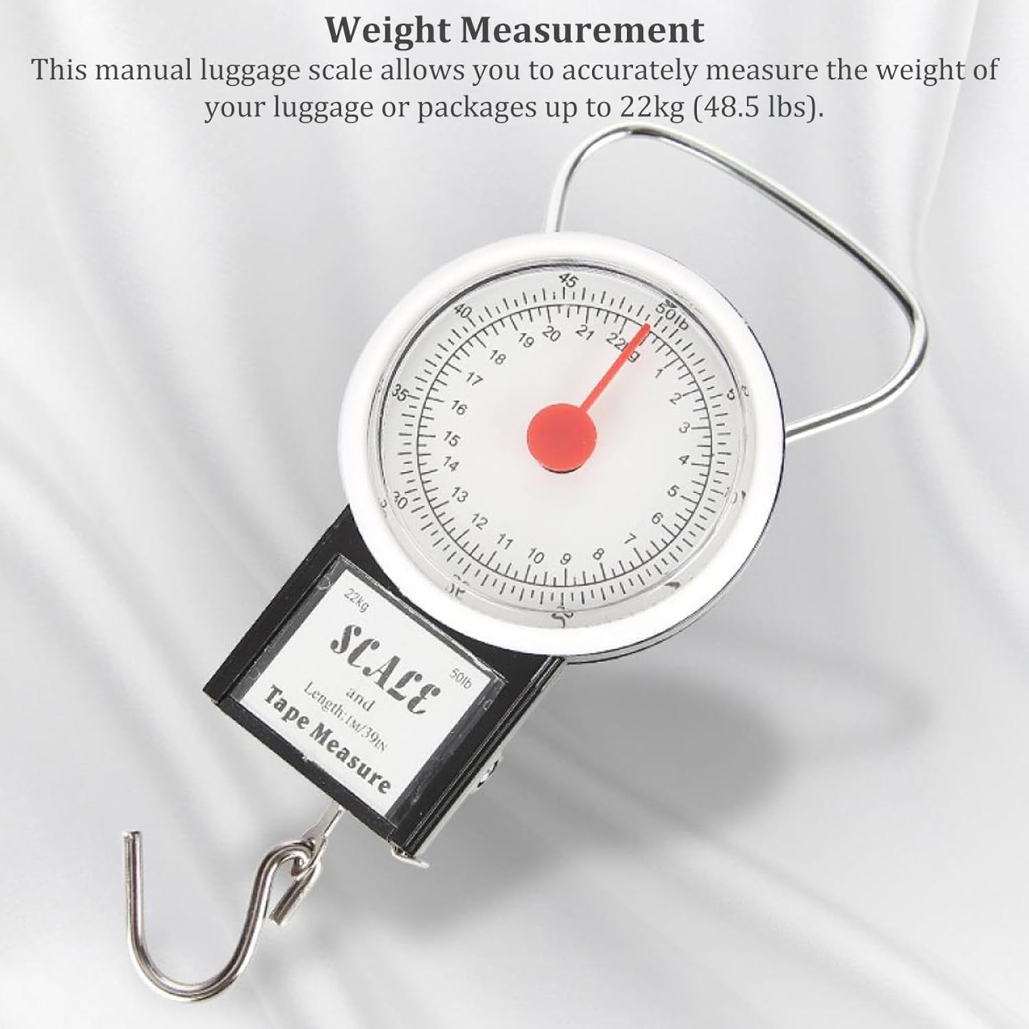 Manual Baggage Scale 22kg with Tape Measure – Portable Travel Luggage Weighing Scale - Image 3