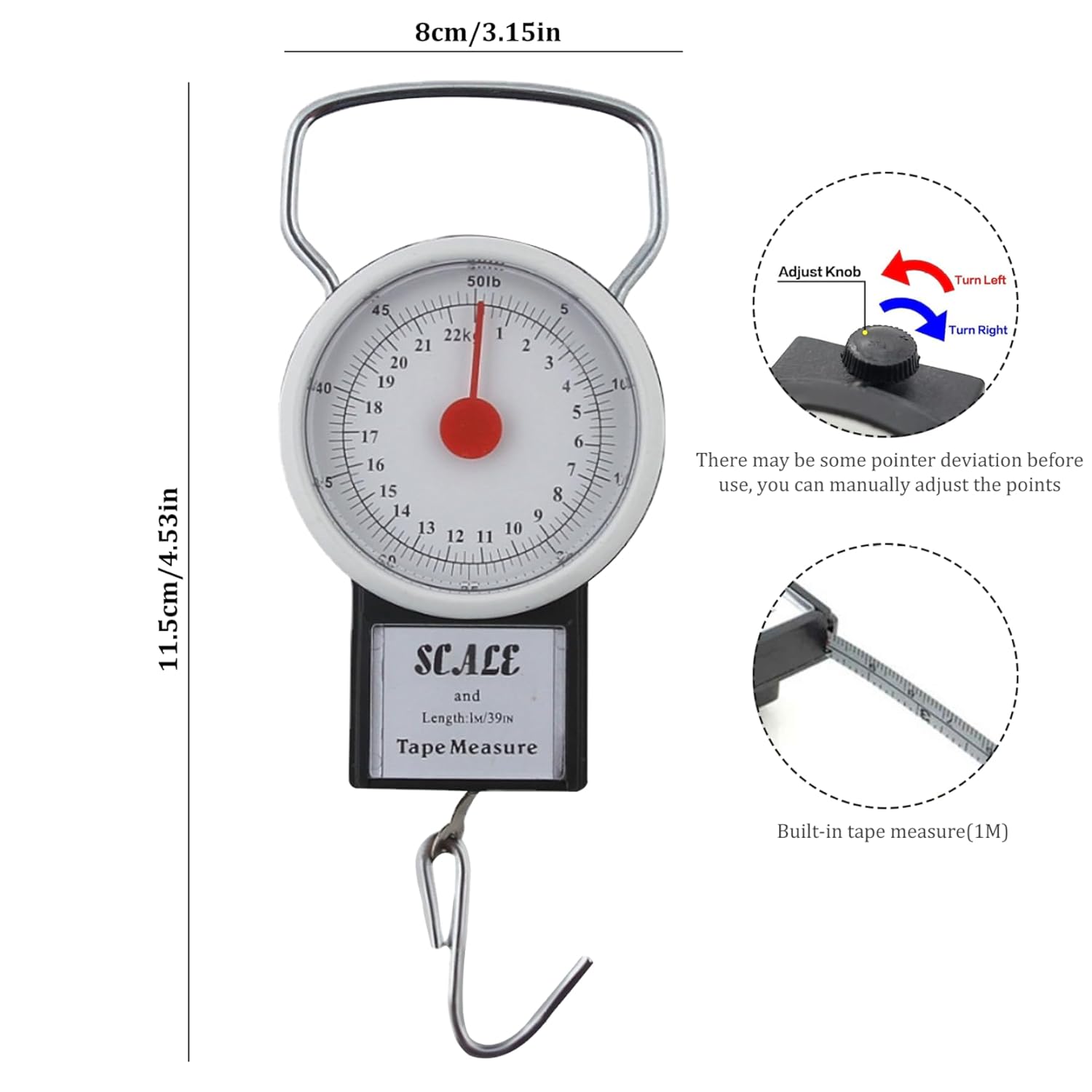 Manual Baggage Scale 22kg with Tape Measure – Portable Travel Luggage Weighing Scale - Image 4