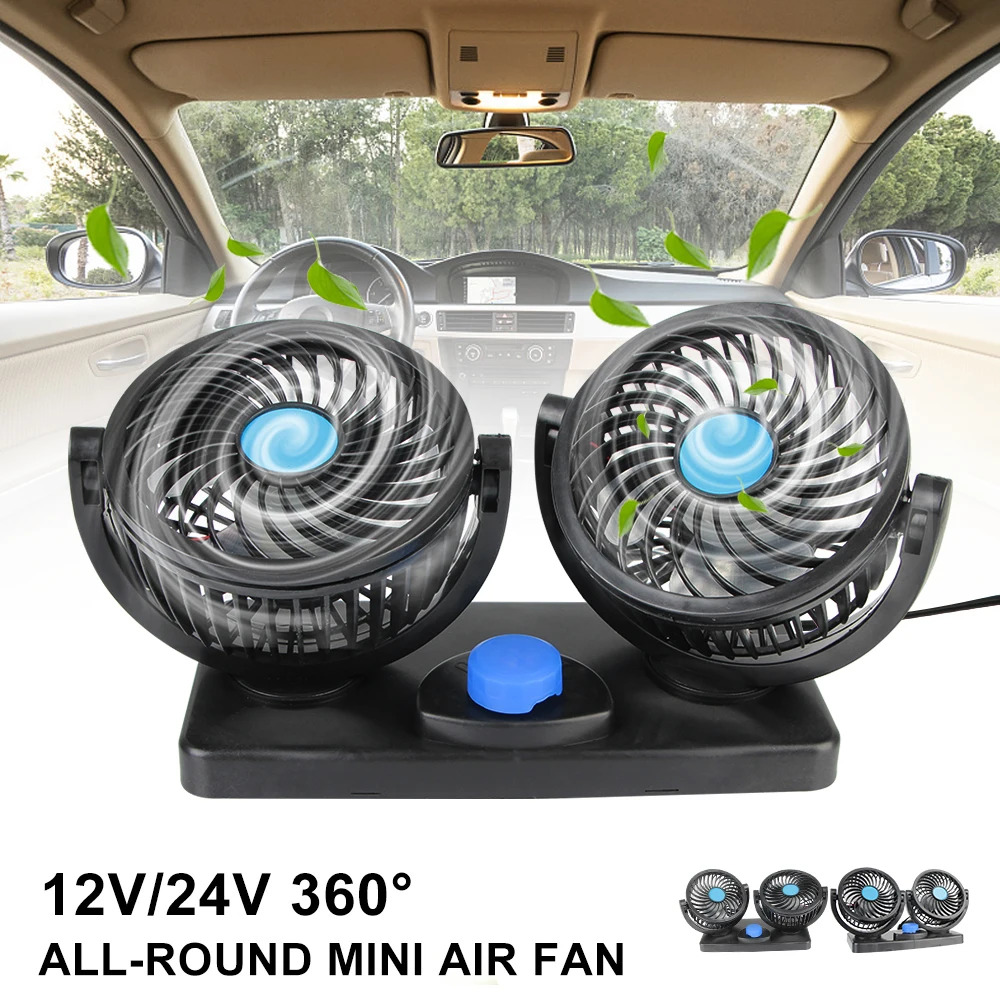 Mitchell Dual Head Vehicle Fan | 360° Rotatable 12V Cooling Fan for Dashboard with 2-Speed Control - Image 4