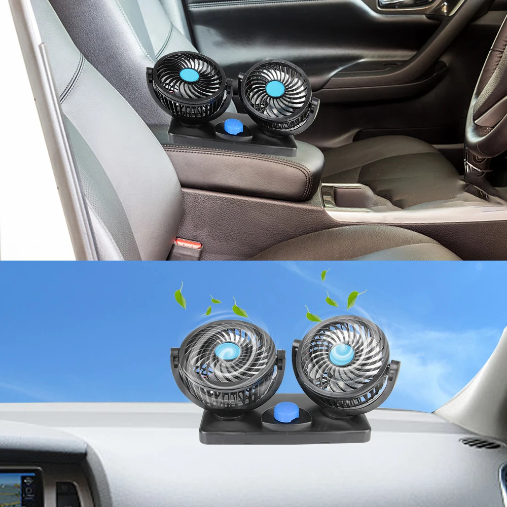Mitchell Dual Head Vehicle Fan | 360° Rotatable 12V Cooling Fan for Dashboard with 2-Speed Control - Image 5