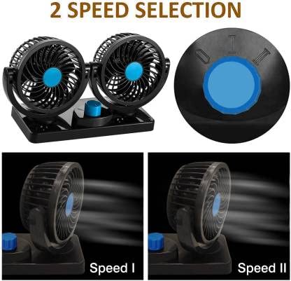 Mitchell Dual Head Vehicle Fan | 360° Rotatable 12V Cooling Fan for Dashboard with 2-Speed Control - Image 2