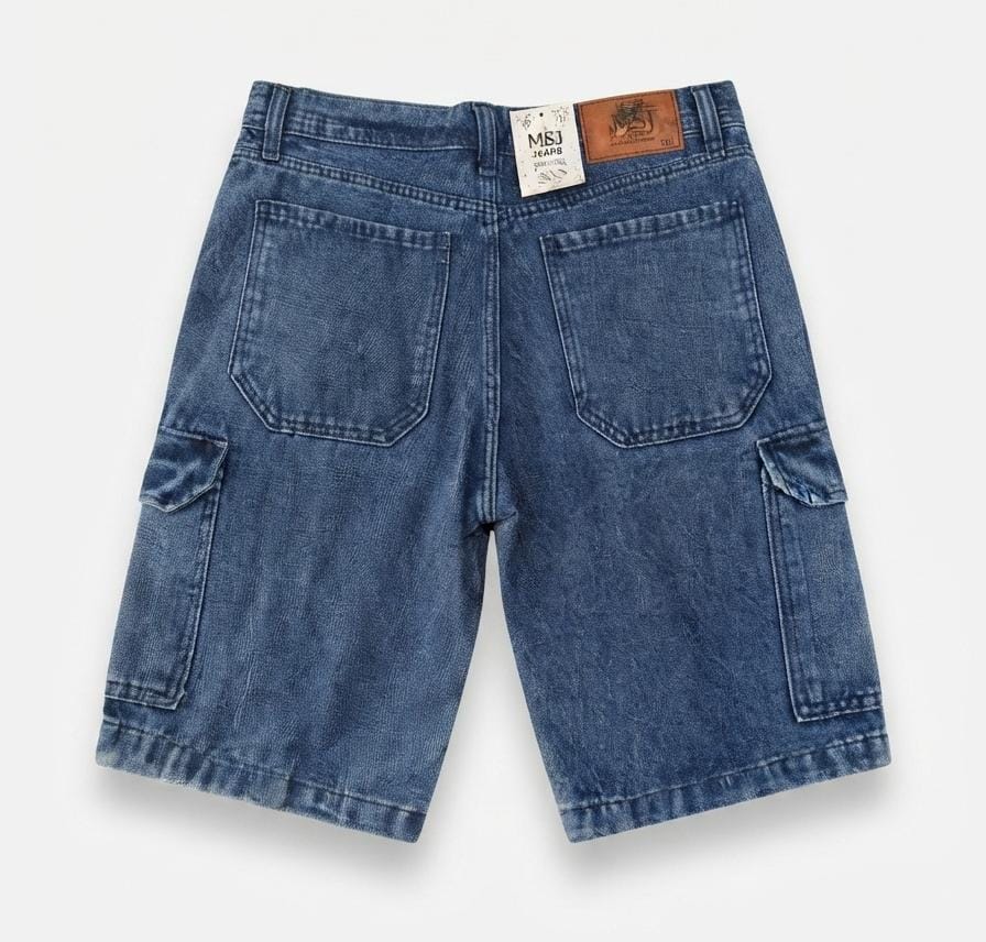 MSJ Premium Denim Cargo Shorts - Blue - Image 4