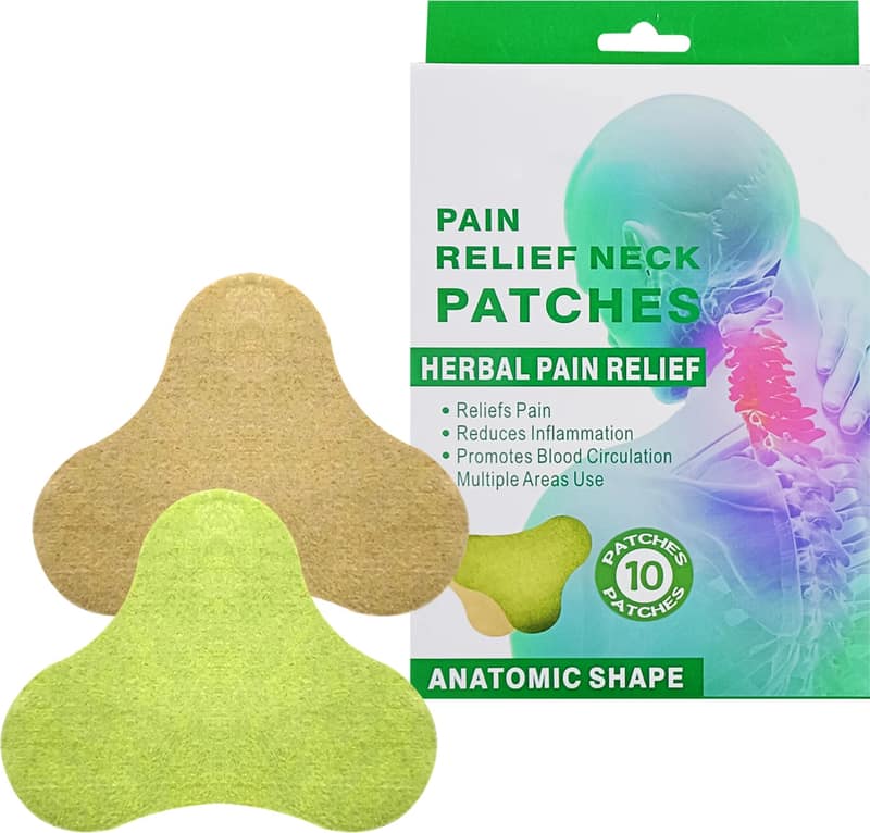 Pain Relief Neck Patch Sticker – 10 Patches Self Heating Herbal Warming Therapy for Neck & Muscle Pain