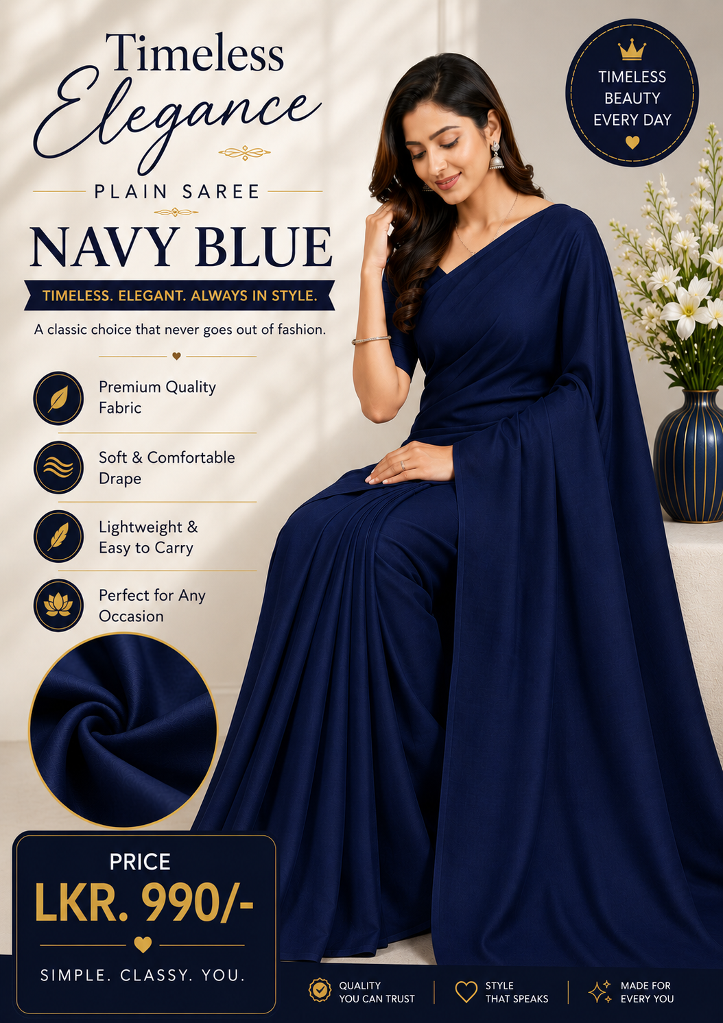 Premium Plain Colour Sarees - Image 2
