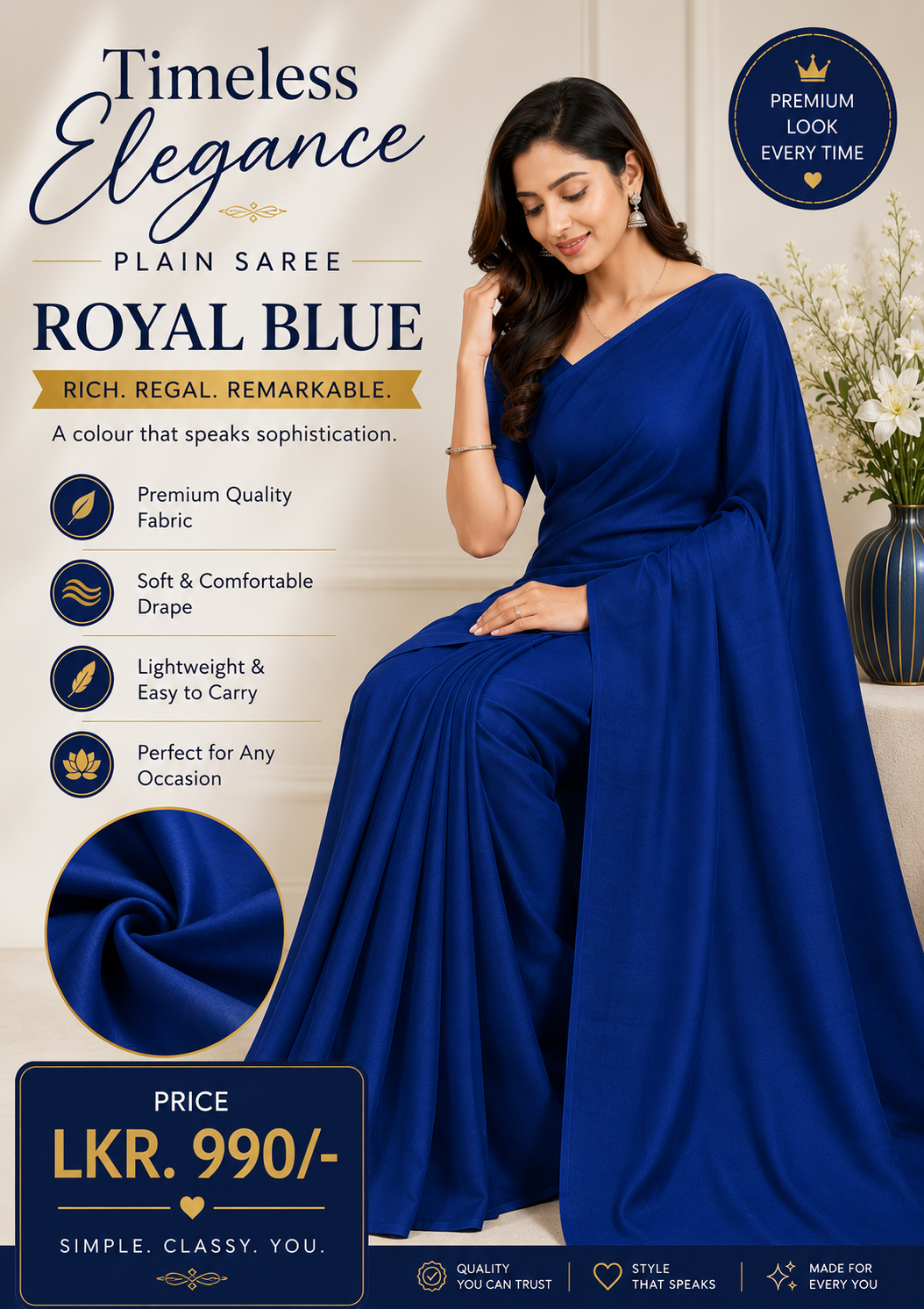 Premium Plain Colour Sarees - Image 3