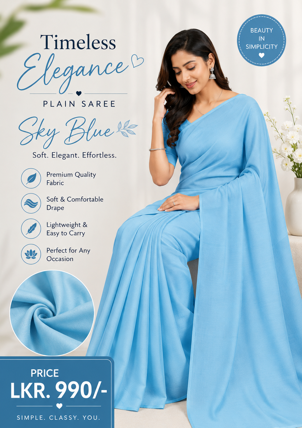 Premium Plain Colour Sarees - Image 5