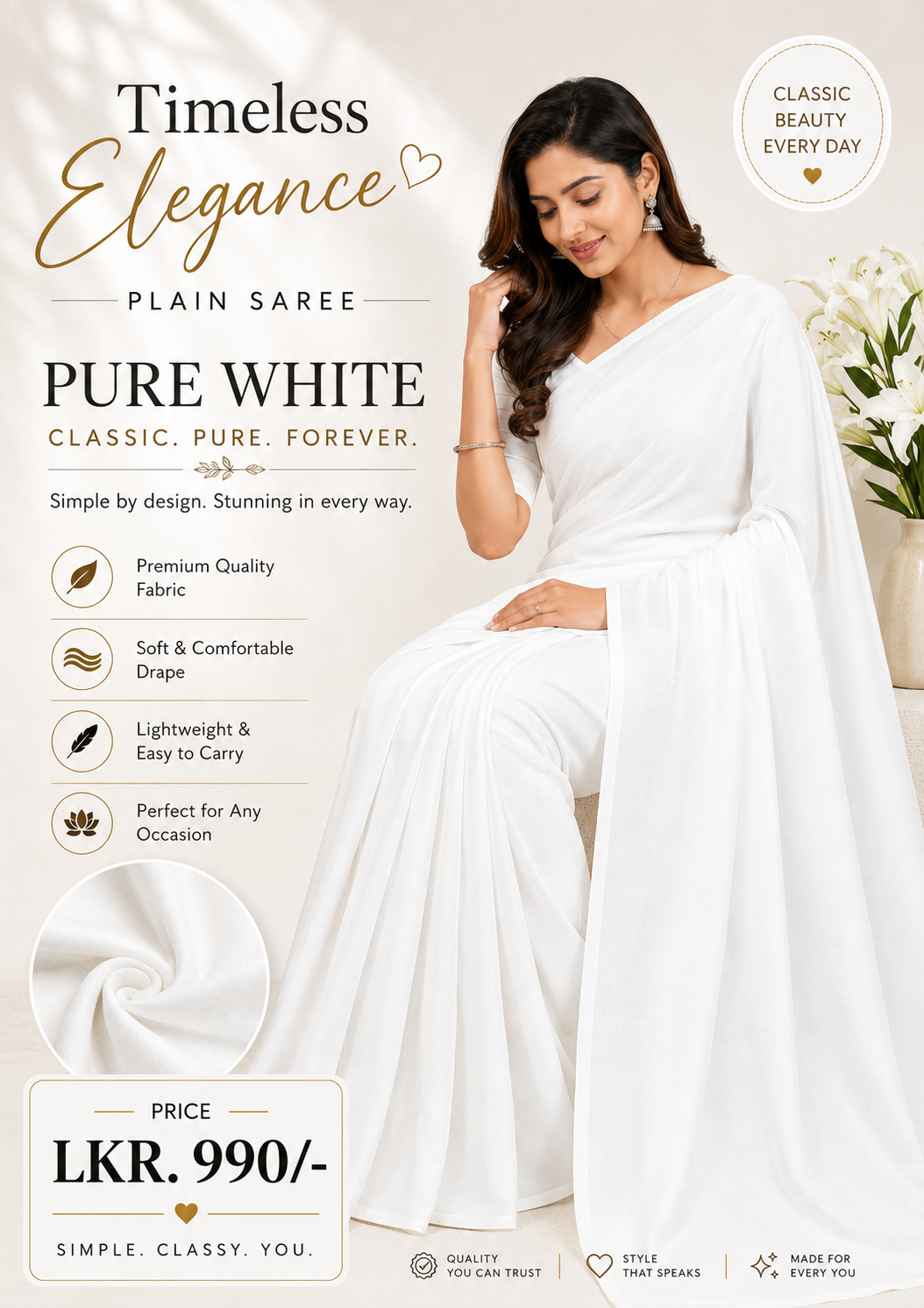 Premium Plain Colour Sarees - Image 4