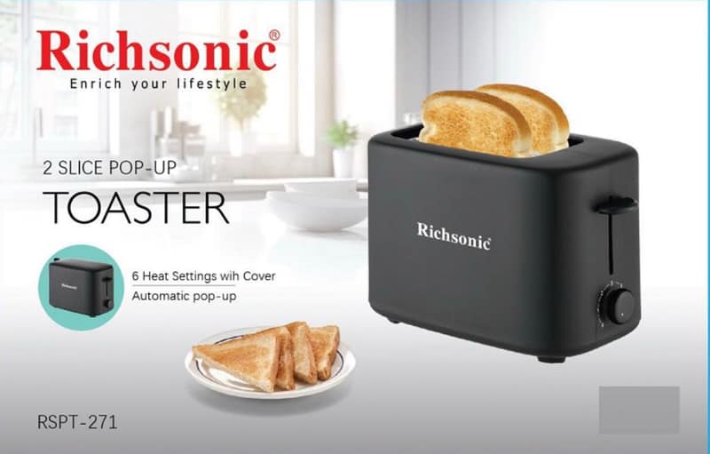 Richsonic Pop-Up Toaster RSPT-271 / 2-Slice, 6-Level Browning Control, 700W