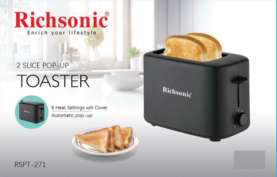Richsonic Pop-Up Toaster RSPT-271 / 2-Slice, 6-Level Browning Control, 700W