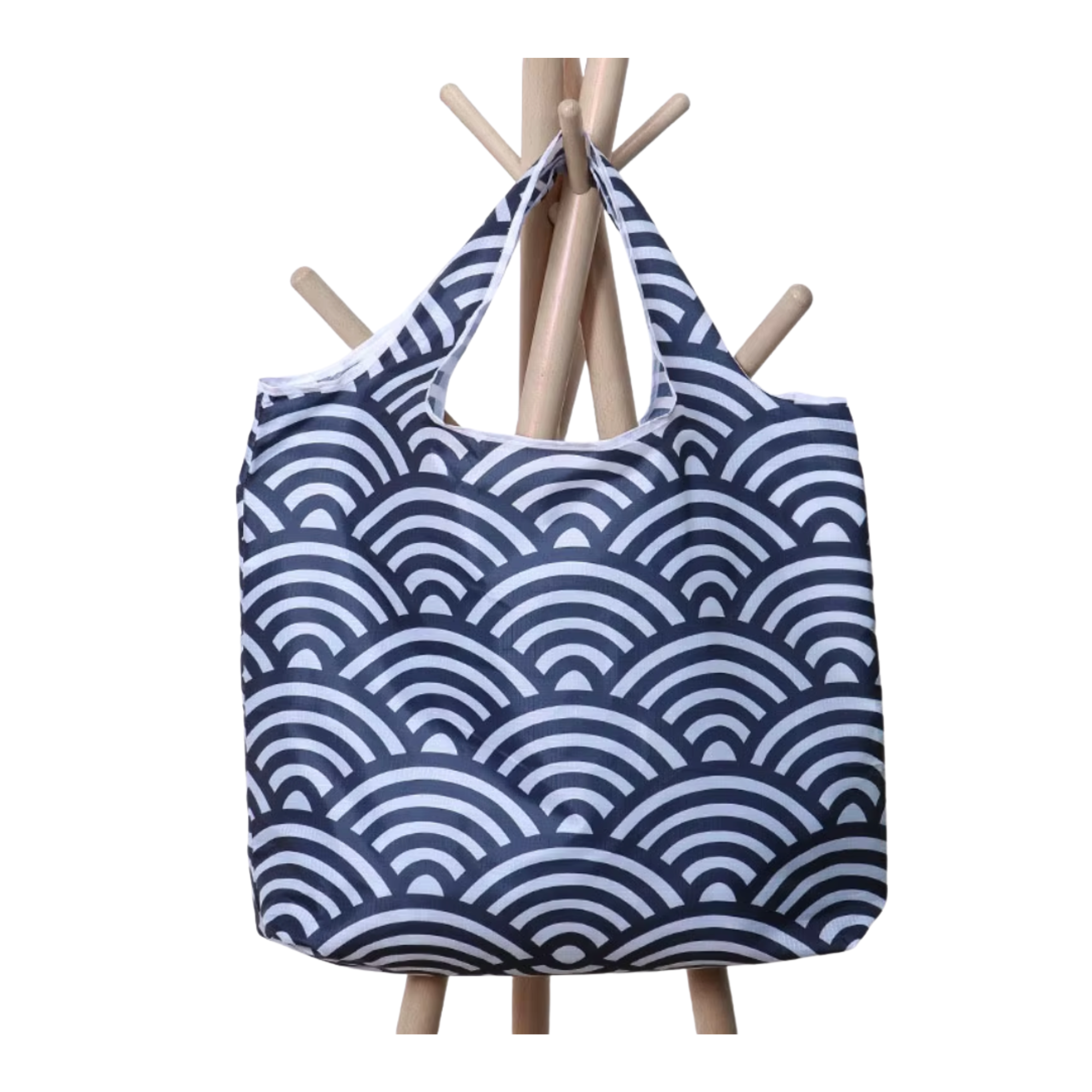Ripstop Durable Heavy Duty Folding Tote Bags Nylon Fabric Restore Cloth Reusable Superet Foldable Shopping Bag - BLUE - Image 2