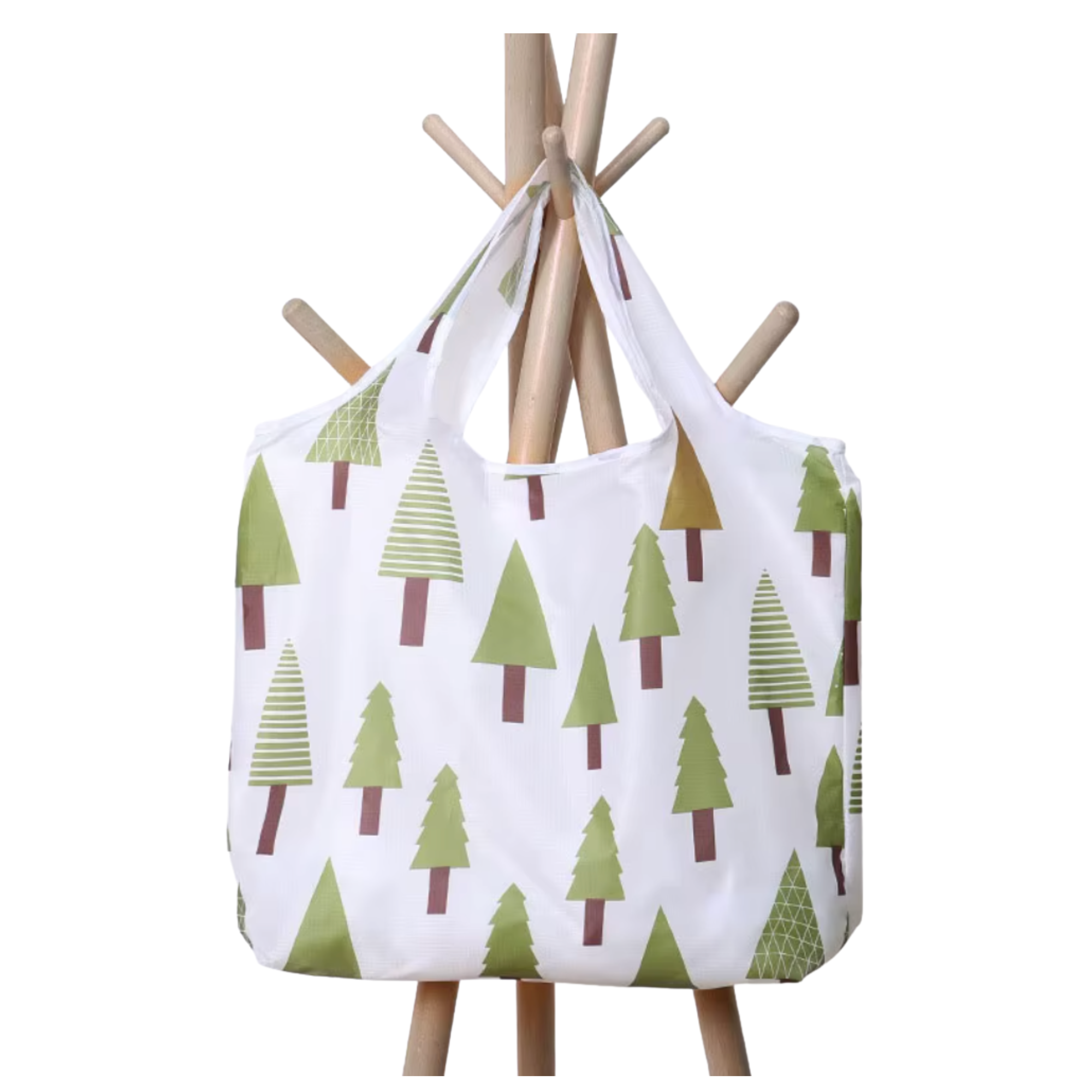 Ripstop Durable Heavy Duty Folding Tote Bags Nylon Fabric Restore Cloth Reusable Superet Foldable Shopping Bag - TREES - Image 2