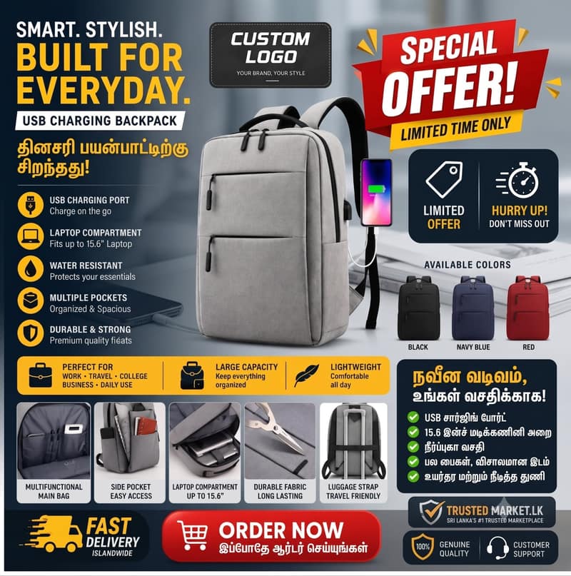 RTS Bulk Mixed Order Business Waterproof Laptop Bags Supplier School Travel Women Men Smart Laptop Backpack With USB