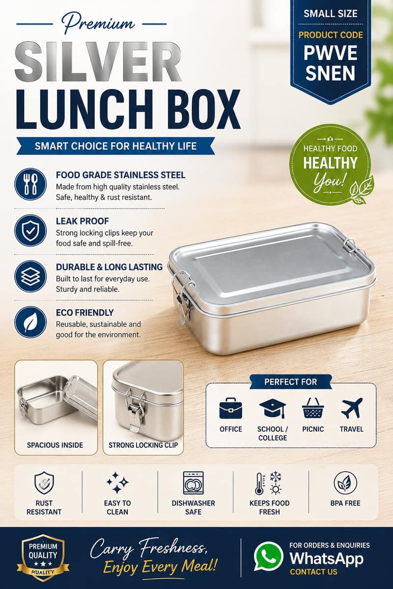 Silver Lunch Box Small