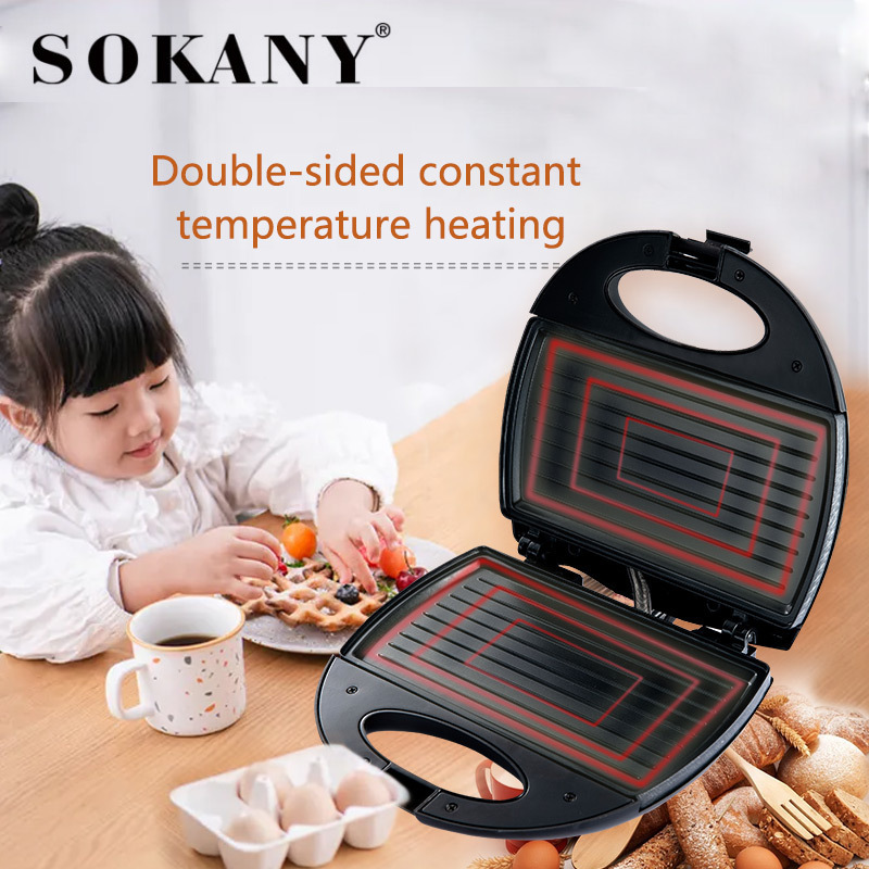 Sokany KJ-102 Sandwich Maker – 750W with Non-Stick Plates & Thermostat Control – Electric Bread Toaster - Image 4