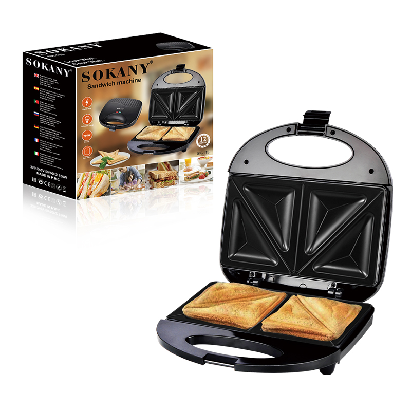 Sokany Sandwich Maker SK-115 – Non-Stick 750W Electric Sandwich Toaster with Thermostat - Image 1