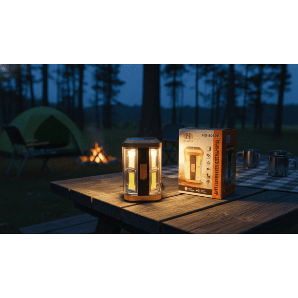 Solar LED Lamp with 4 Powerful Warm Lights & Integrated Solar Panel – Outdoor Camping Waterproof Garden Light - Image 4