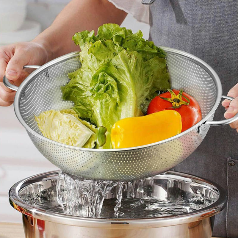 Stainless Steel Colander / Strainer Fruits & Vegetables Washing Bowl Good Quality Drainer Basket