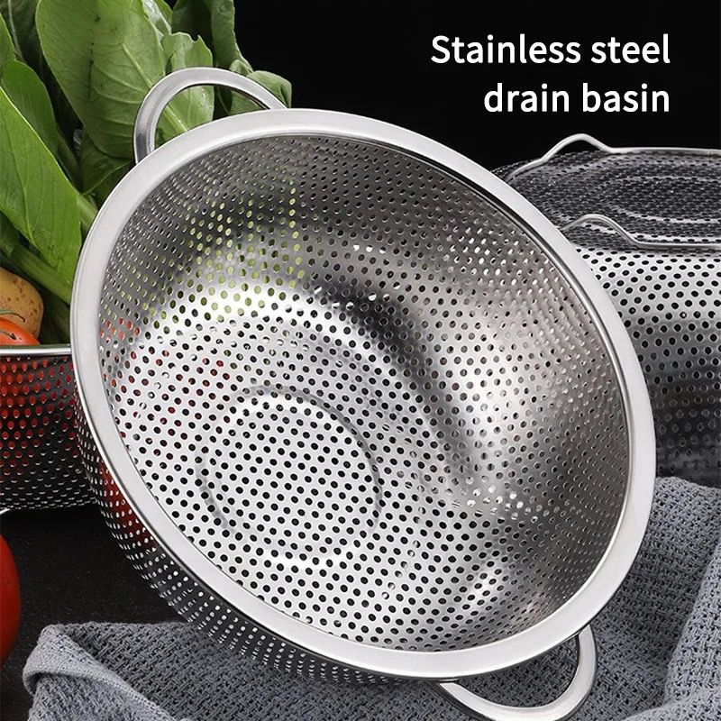 Stainless Steel Colander / Strainer Fruits & Vegetables Washing Bowl Good Quality Drainer Basket - Image 5