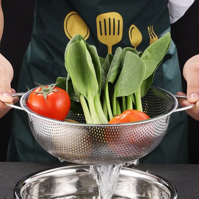 Stainless Steel Colander / Strainer Fruits & Vegetables Washing Bowl Good Quality Drainer Basket - Image 2