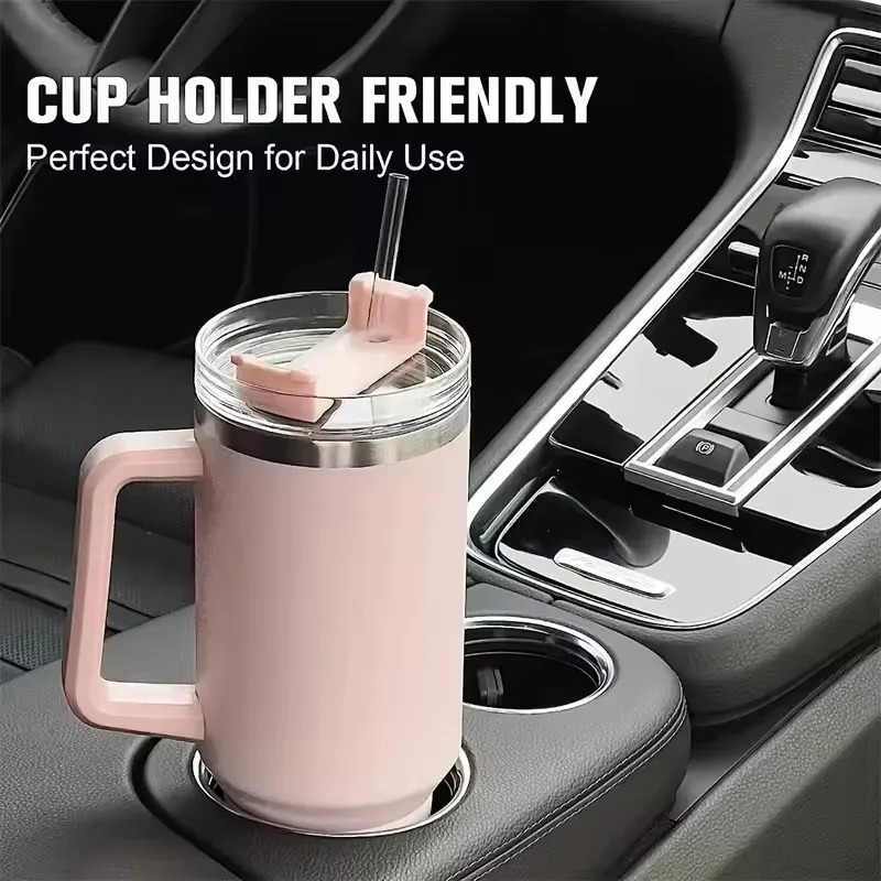Stainless Steel Vacuum Insulated Tumbler with Handle & Straw – 40oz Leakproof Travel Mug - Image 5