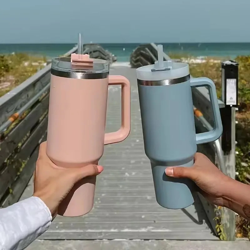 Stainless Steel Vacuum Insulated Tumbler with Handle & Straw – 40oz Leakproof Travel Mug - Image 4