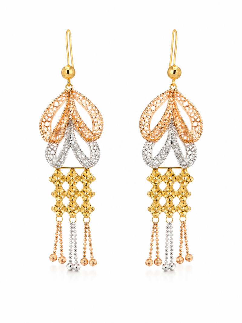 Tricolor Elegance Tassel Drop Earrings
