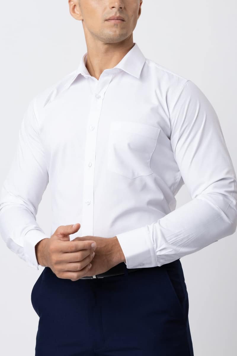 Vantage Business Slim Fit Long Sleeve White Shirt