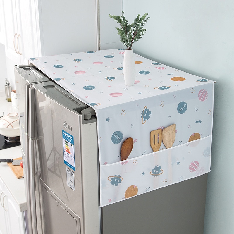 Waterproof Fridge Cover Dust Proof PEVA Refrigerator Storage Cover – Random Design - Image 1
