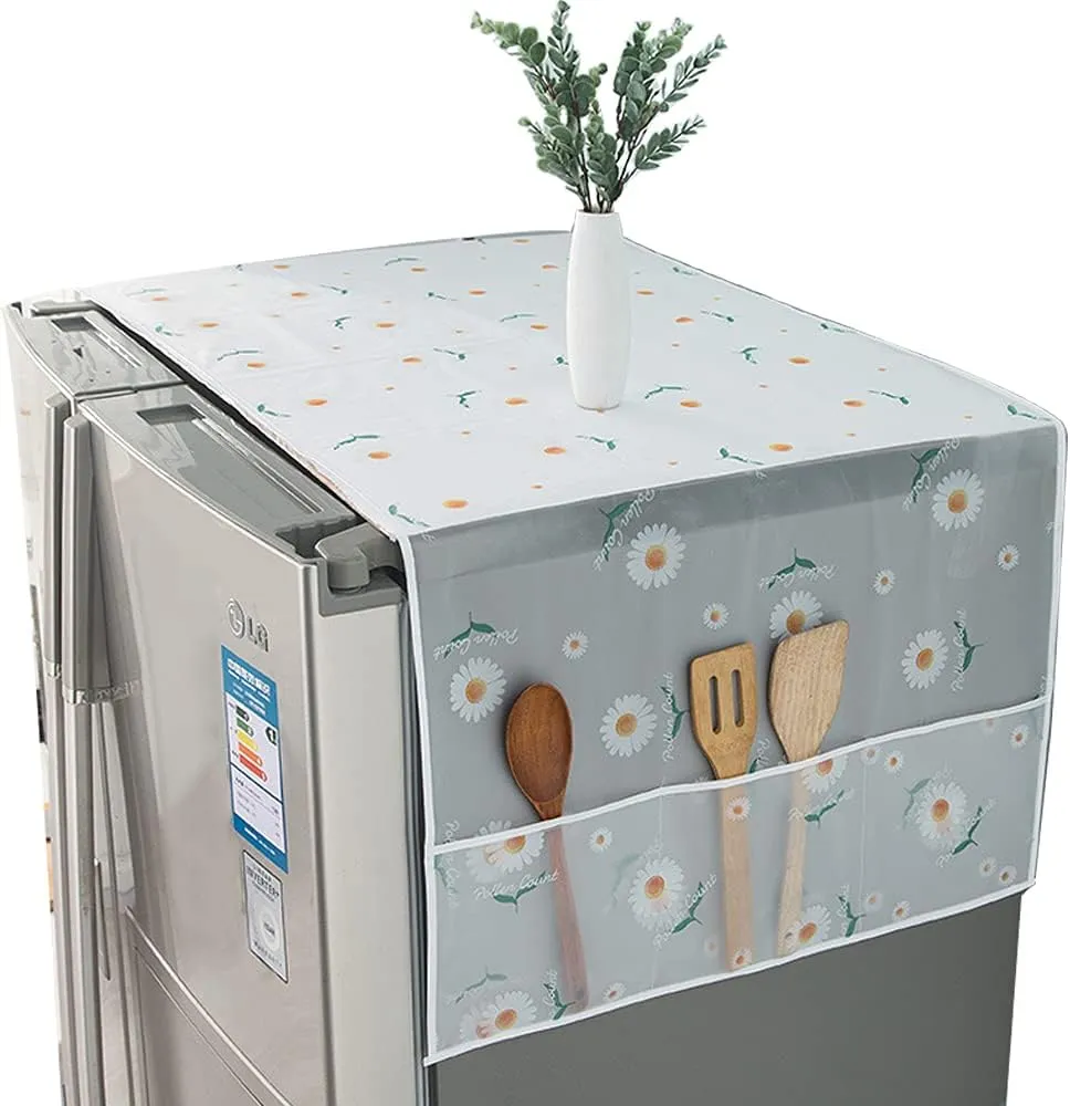 Waterproof Fridge Cover Dust Proof PEVA Refrigerator Storage Cover – Random Design - Image 2