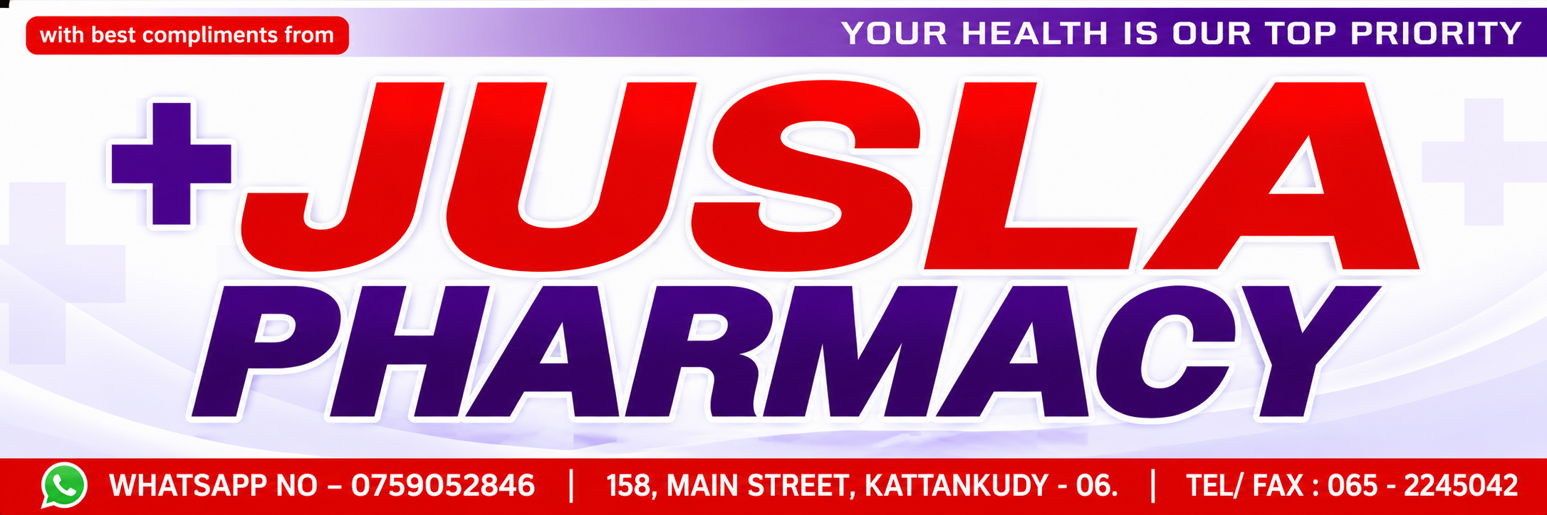 JUSLA PHARMACY banner