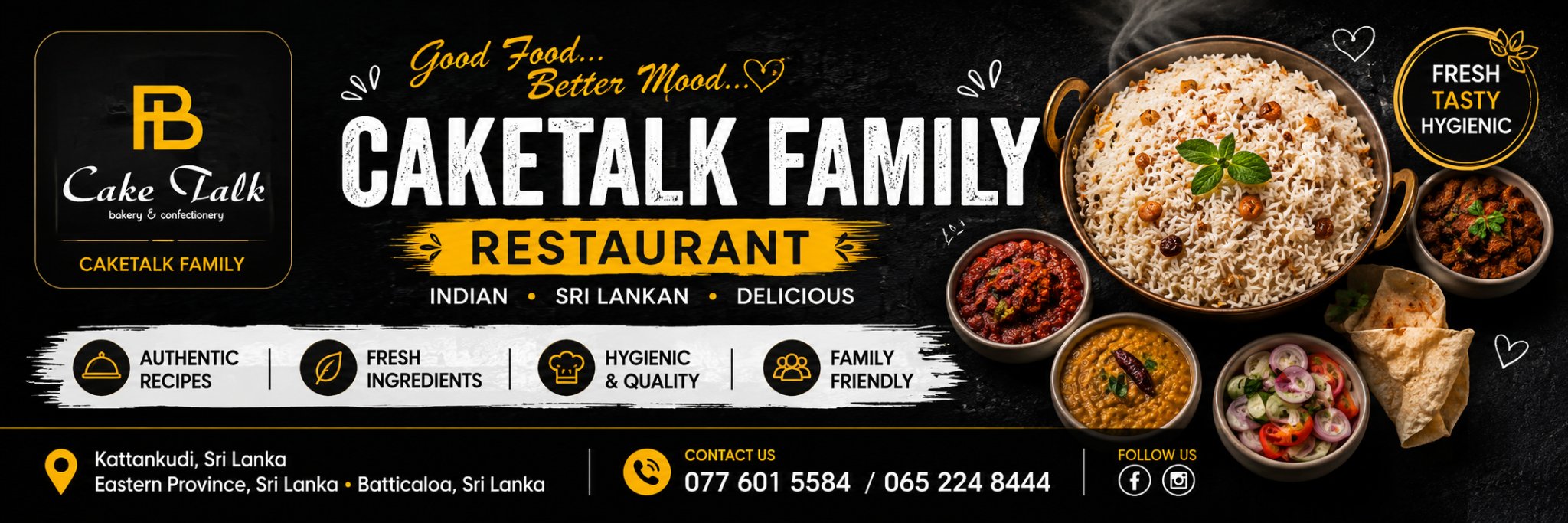 CakeTalk Family Restaurant •INDIAN •WESTERN •CHINESE banner